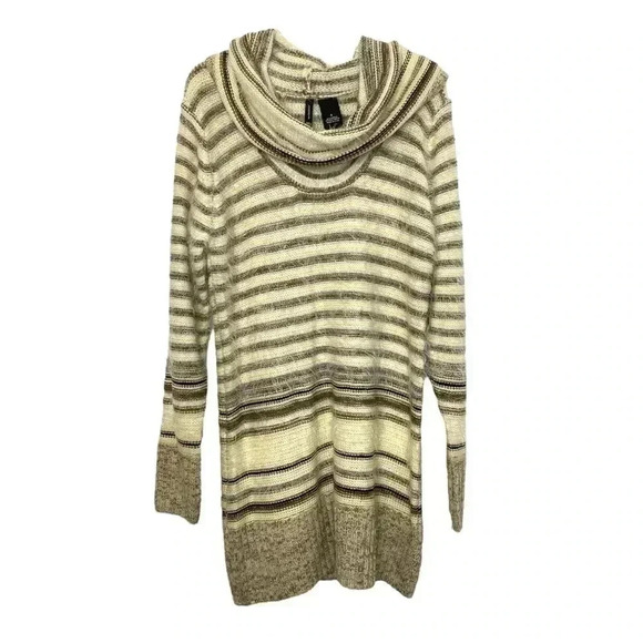 New Directions Cowl Striped Fizzy Soft Knit Sweater Tunic Dress - Picture 1 of 4